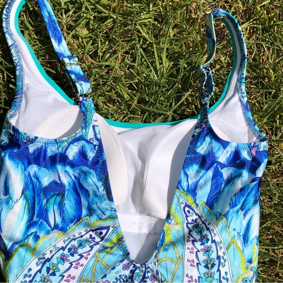 NEW Gottex Blue Print tummy Control Panel Swimsuit 8 - Picture 4 of 8